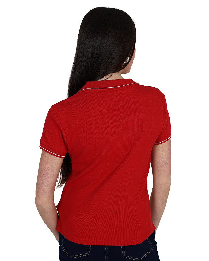 Short Sleeve Red Golfer with Contrast Tipping