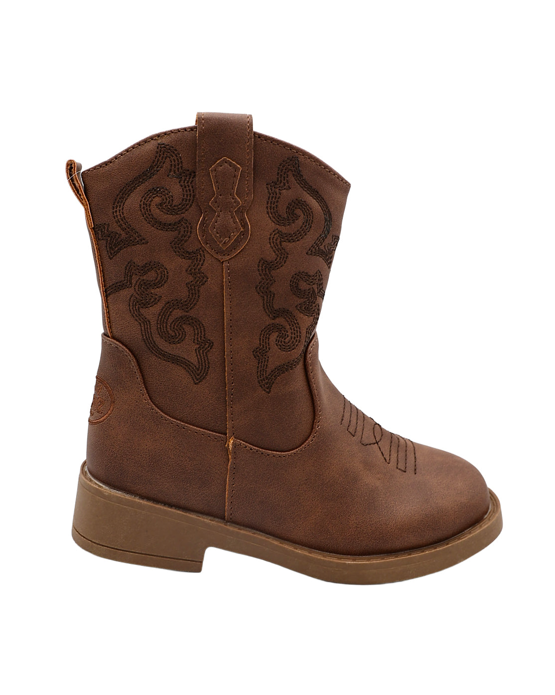 Girls Brown Embroidered Cowboy Boots