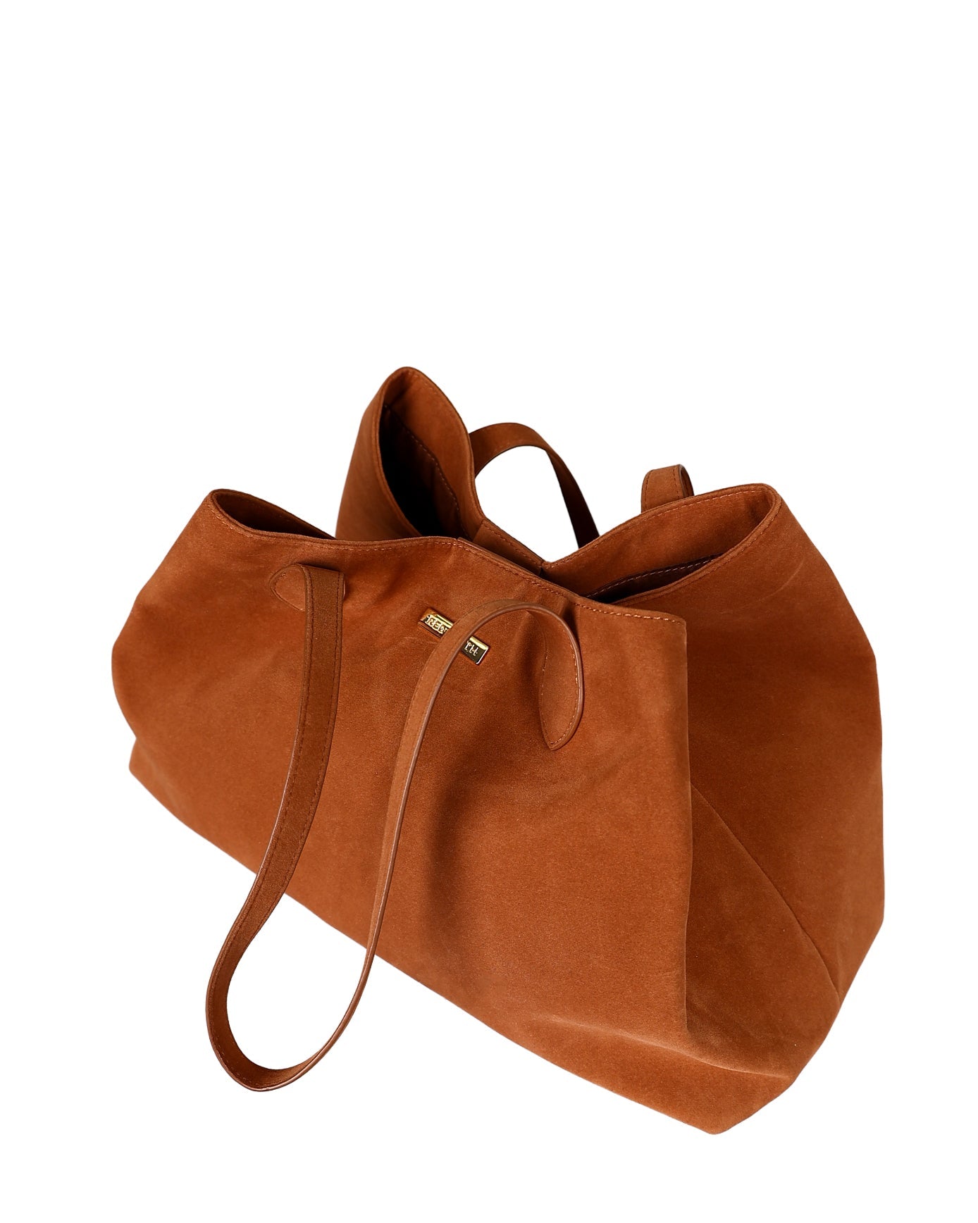 Tan Faux Suede Barrel Bag