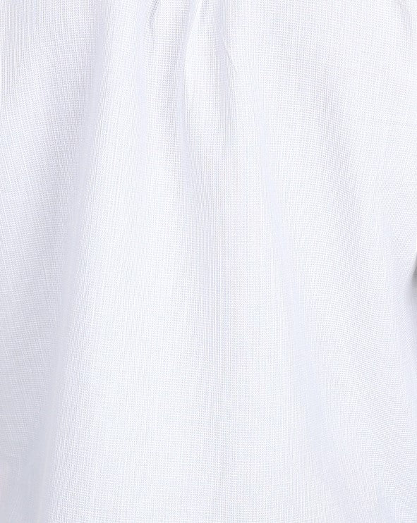 Long Sleeve White Waffle Textured Shirt
