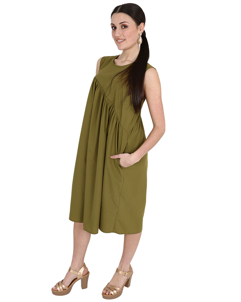Asymmetrical Detail Sleeveless Dress