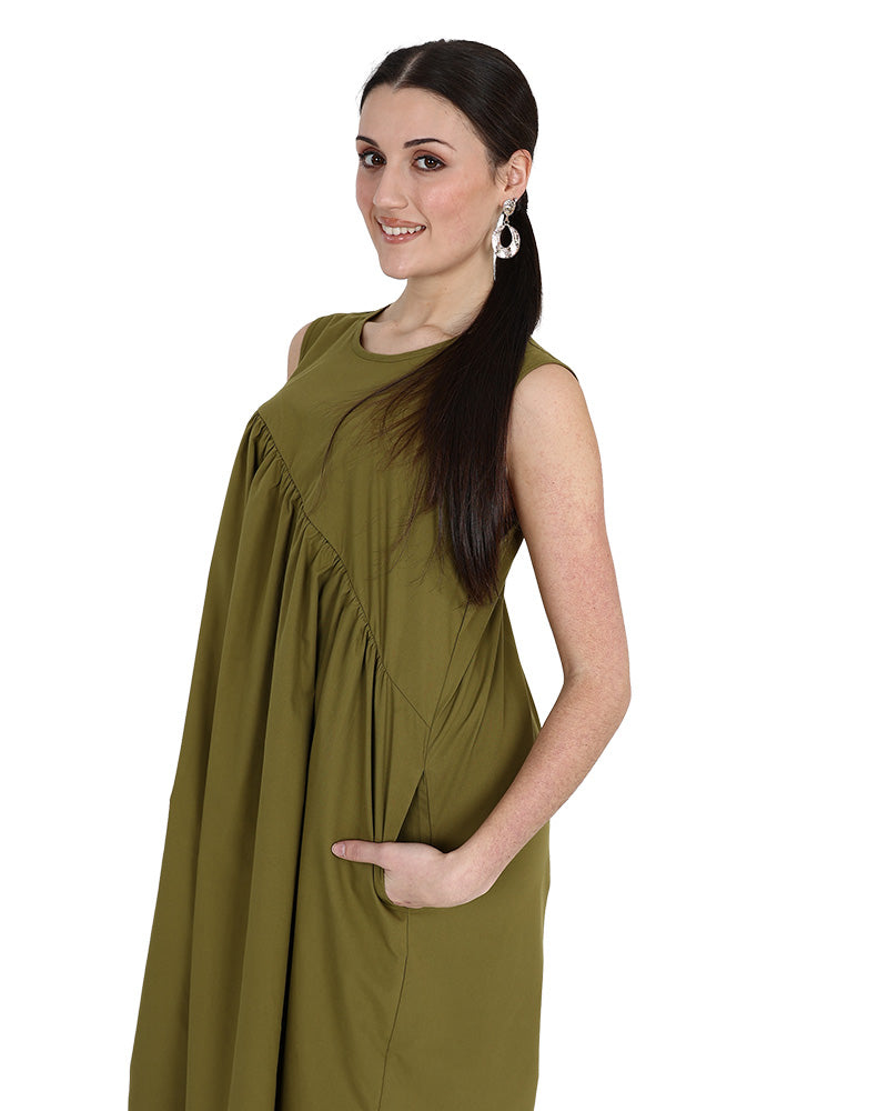 Asymmetrical Detail Sleeveless Dress