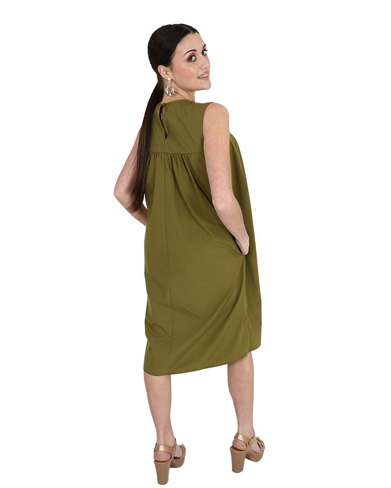 Asymmetrical Detail Sleeveless Dress