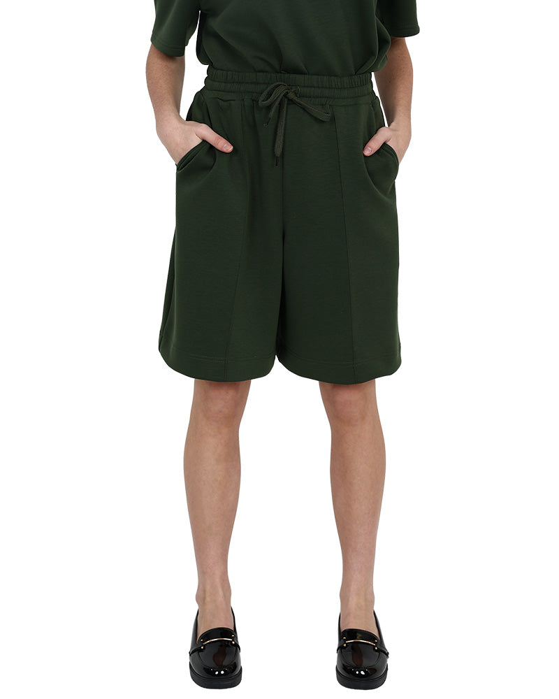 Olive Elasticated Scuba Shorts