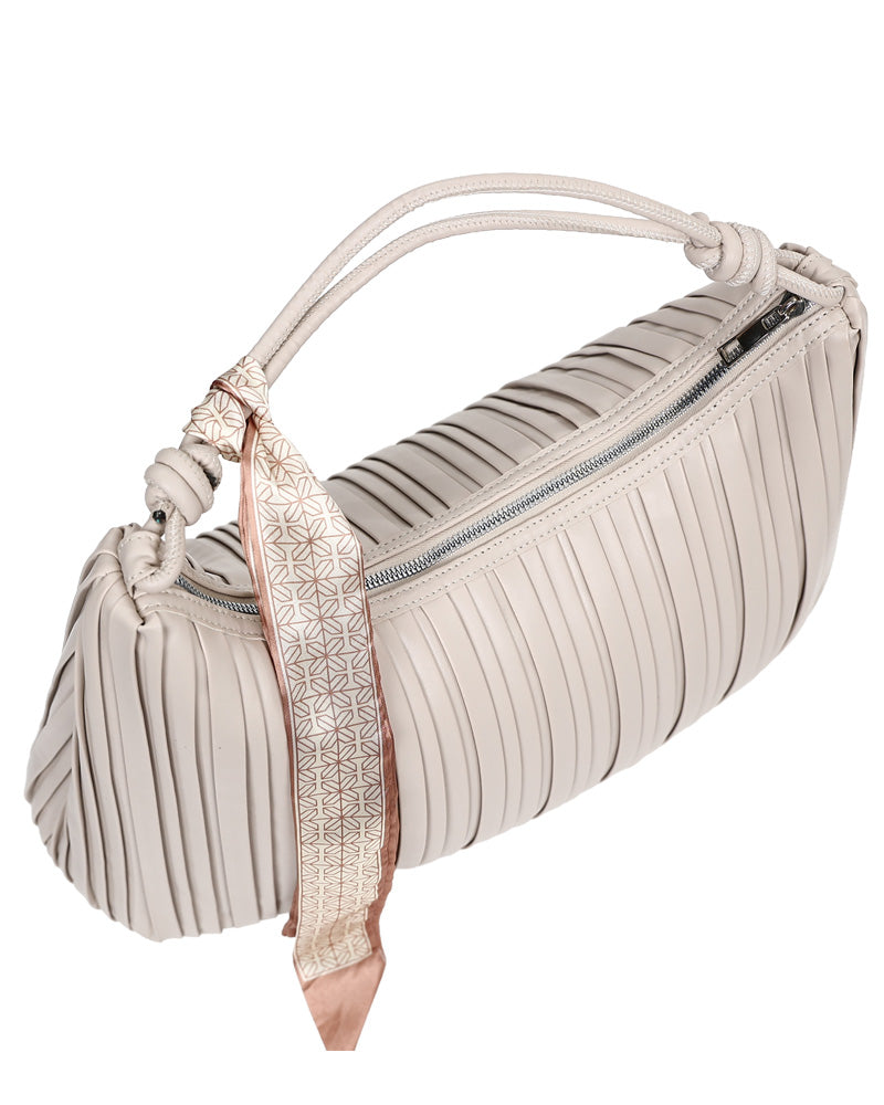 Nude Pleated Slouch Shoulder Handbag