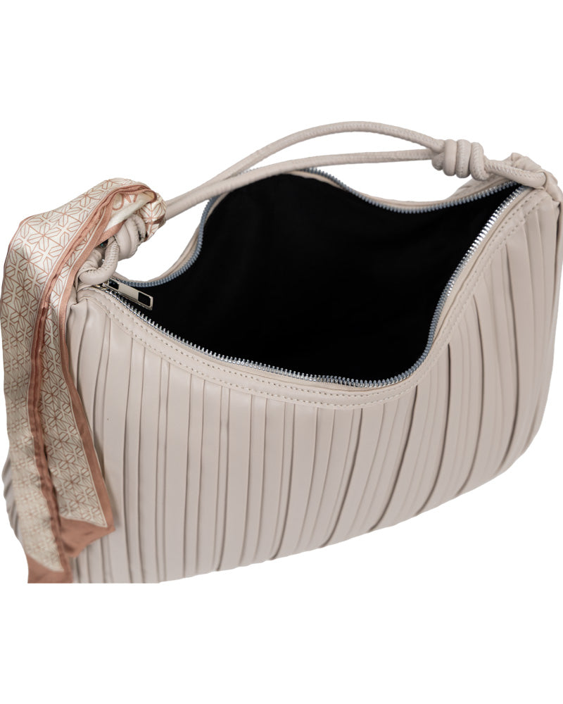 Nude Pleated Slouch Shoulder Handbag