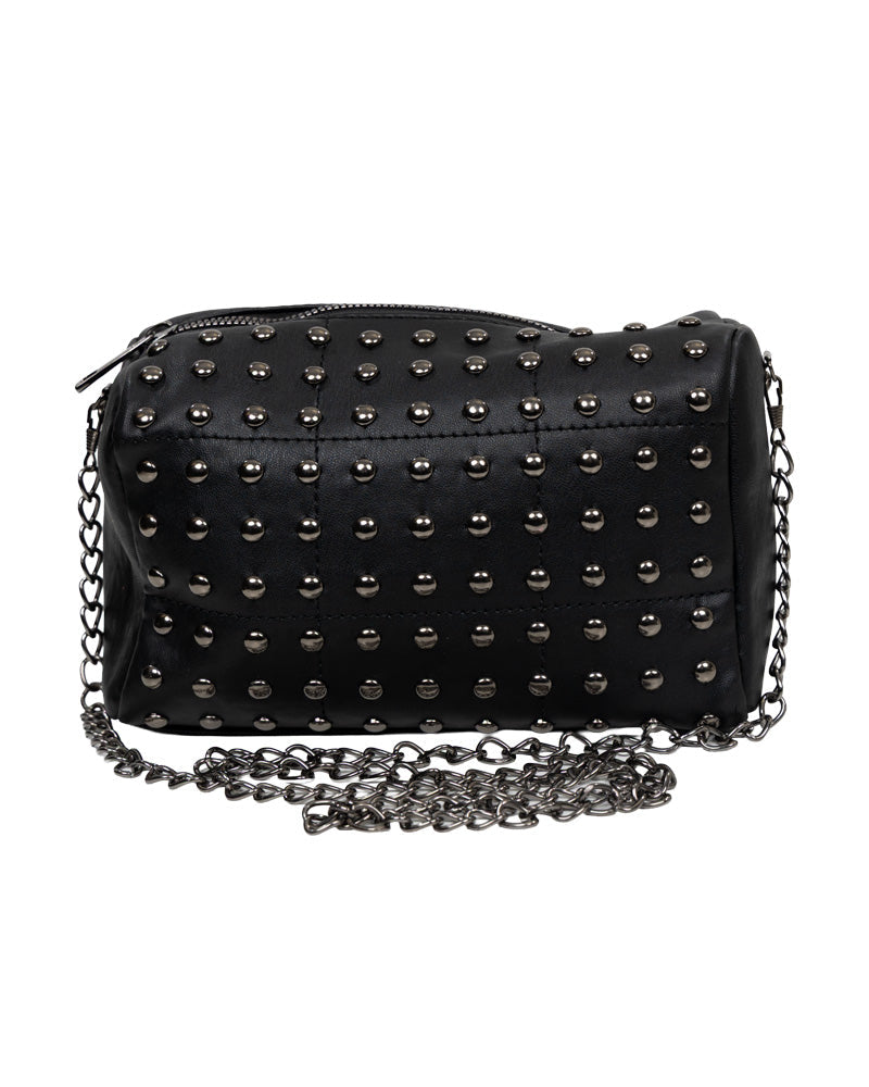 Black Studded Barrel Handbag