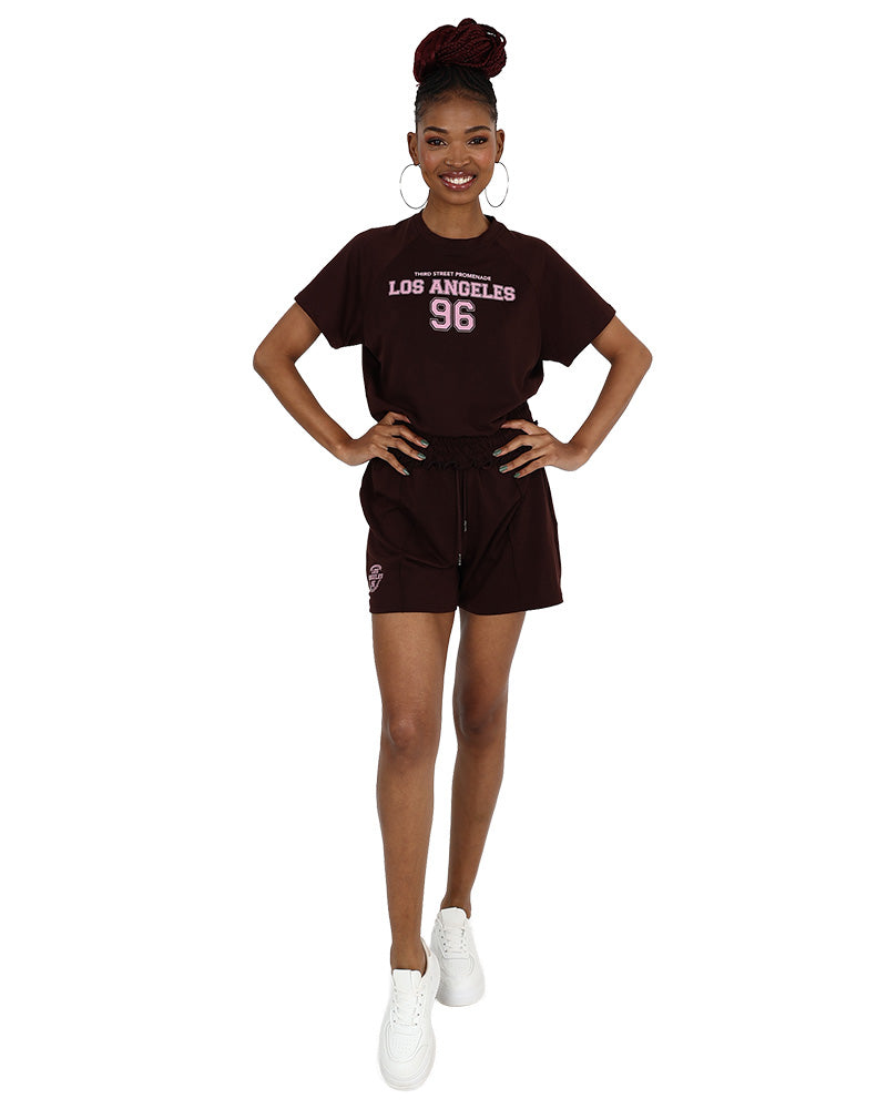 Brown Pull Up LA Graphic Shorts