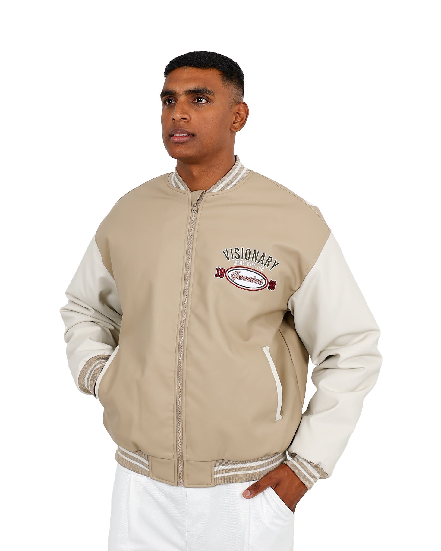 Visionary Stone & Cream Bomber Jacket