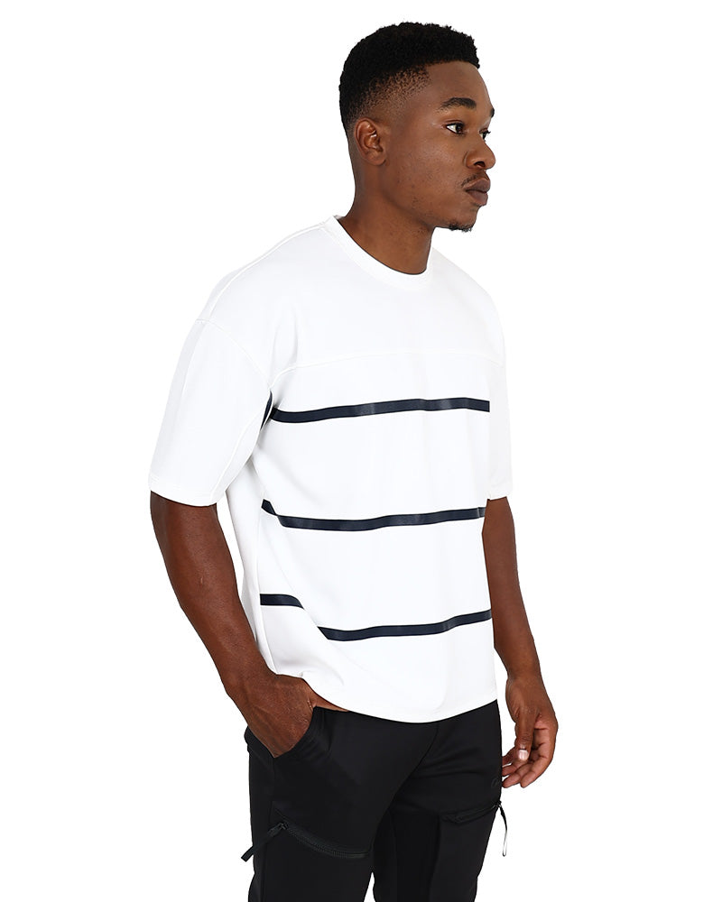 Short Sleeve Nautical Stripe Cream Scuba T-Shirt