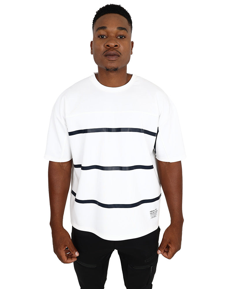 Short Sleeve Nautical Stripe Cream Scuba T-Shirt