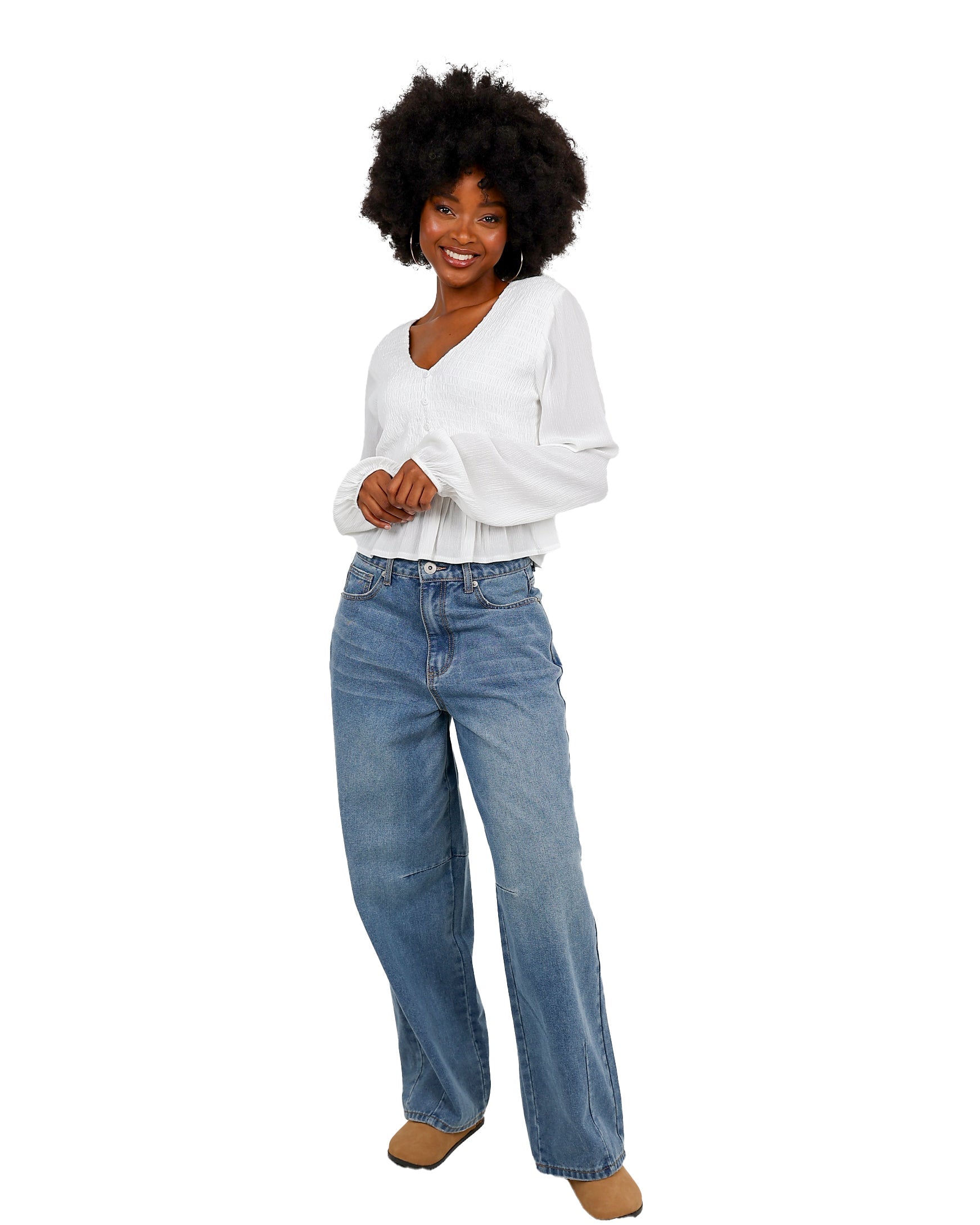 Medium Indigo Barrel Leg Denim