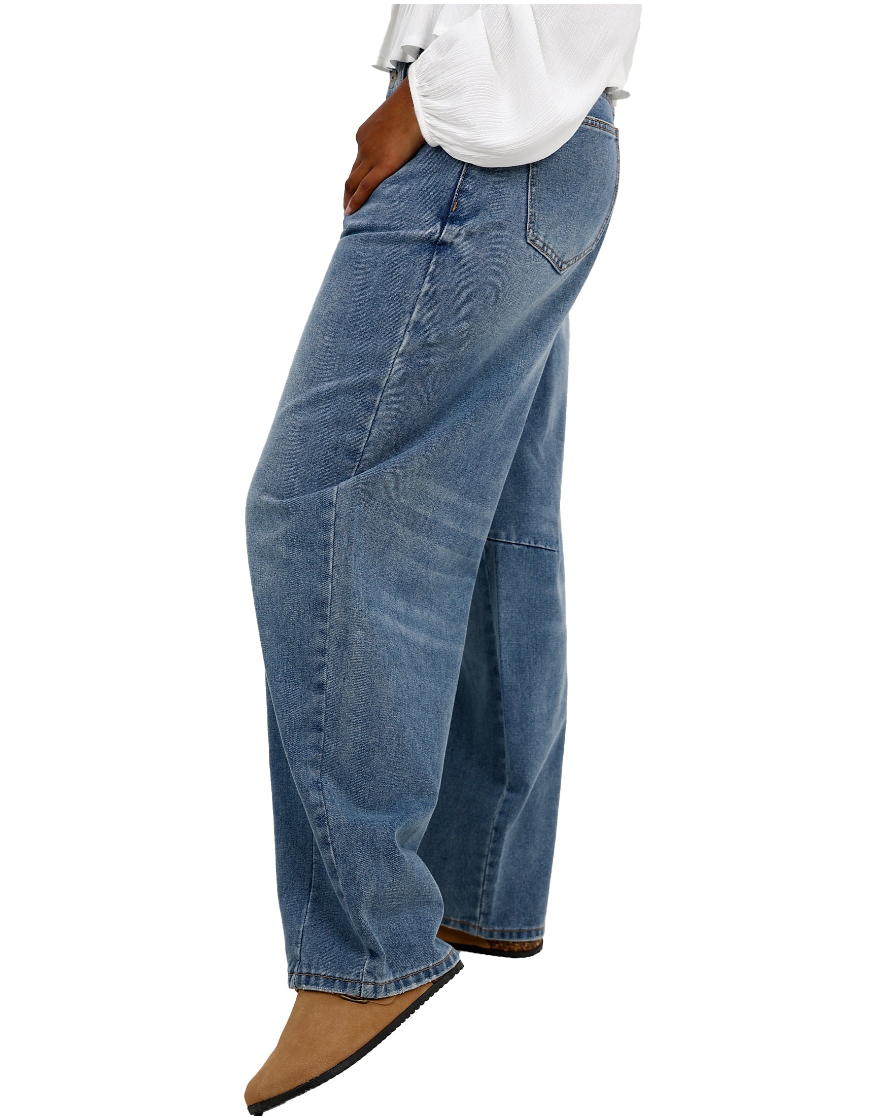 Medium Indigo Barrel Leg Denim