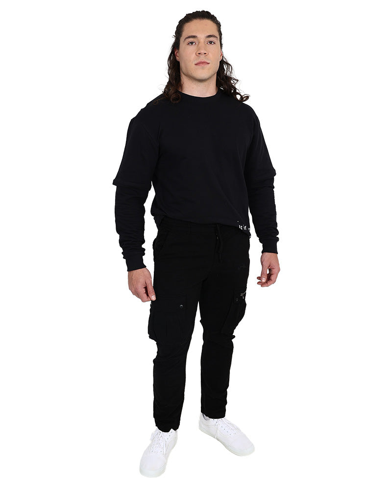 Long Sleeve Twofer Black Deja Vu Sweatshirt