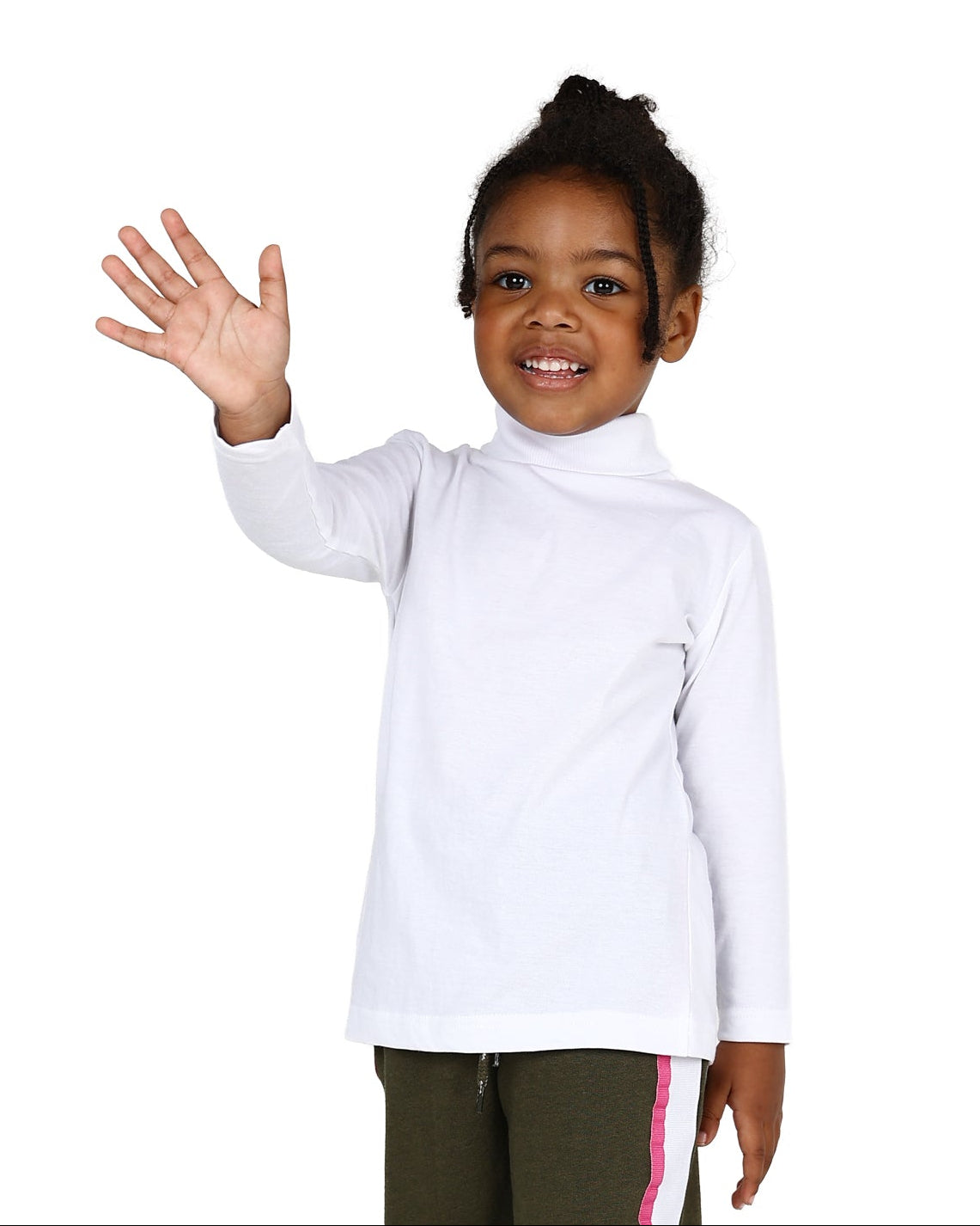 Long Sleeve Ribbed White Polo Neck