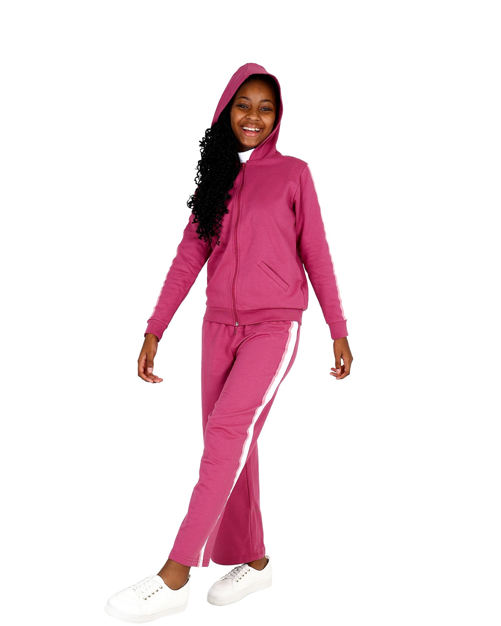 Taped Berry Zip Up Hoodie