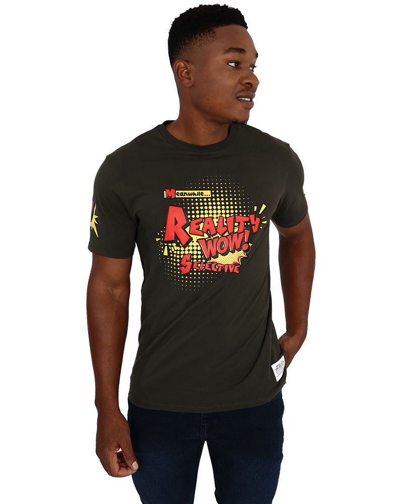 Short Sleeve Green Wow Graphic T-Shirt
