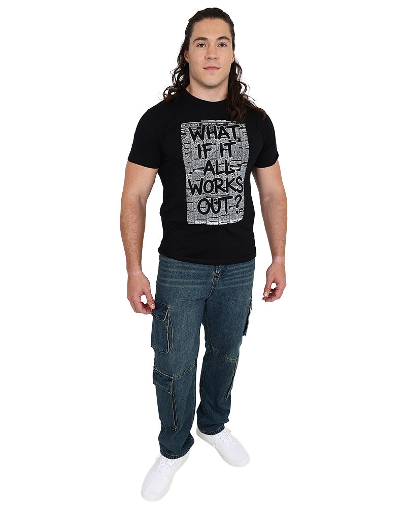 Short Sleeve Black "What If" Graphic T-Shirt