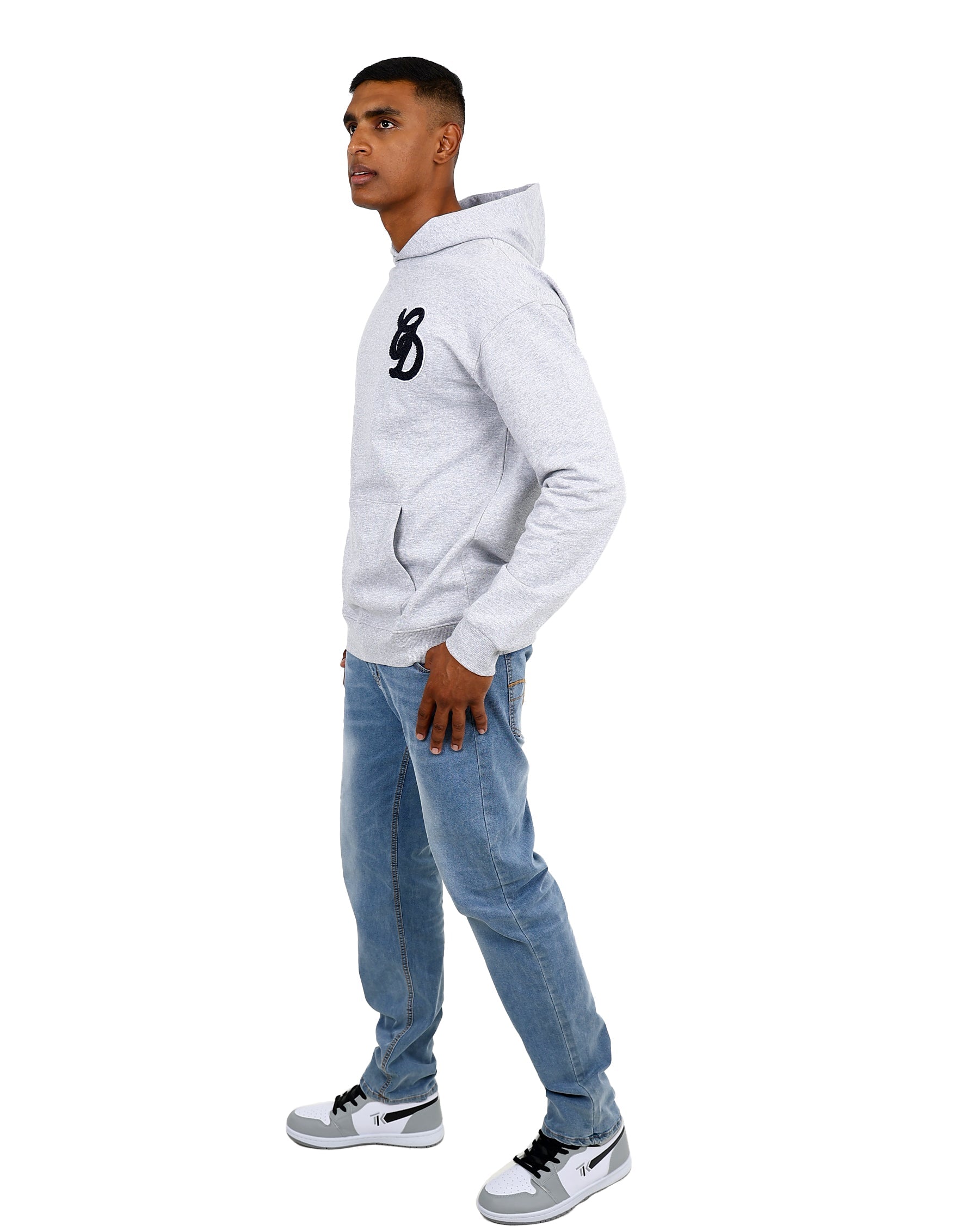 Grey Mélange Flag Graphic Hoodie