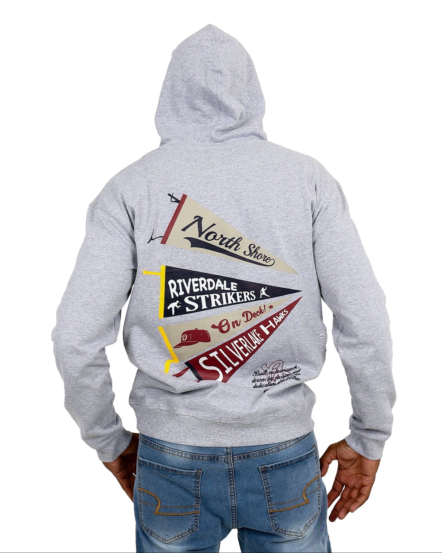 Grey Mélange Flag Graphic Hoodie