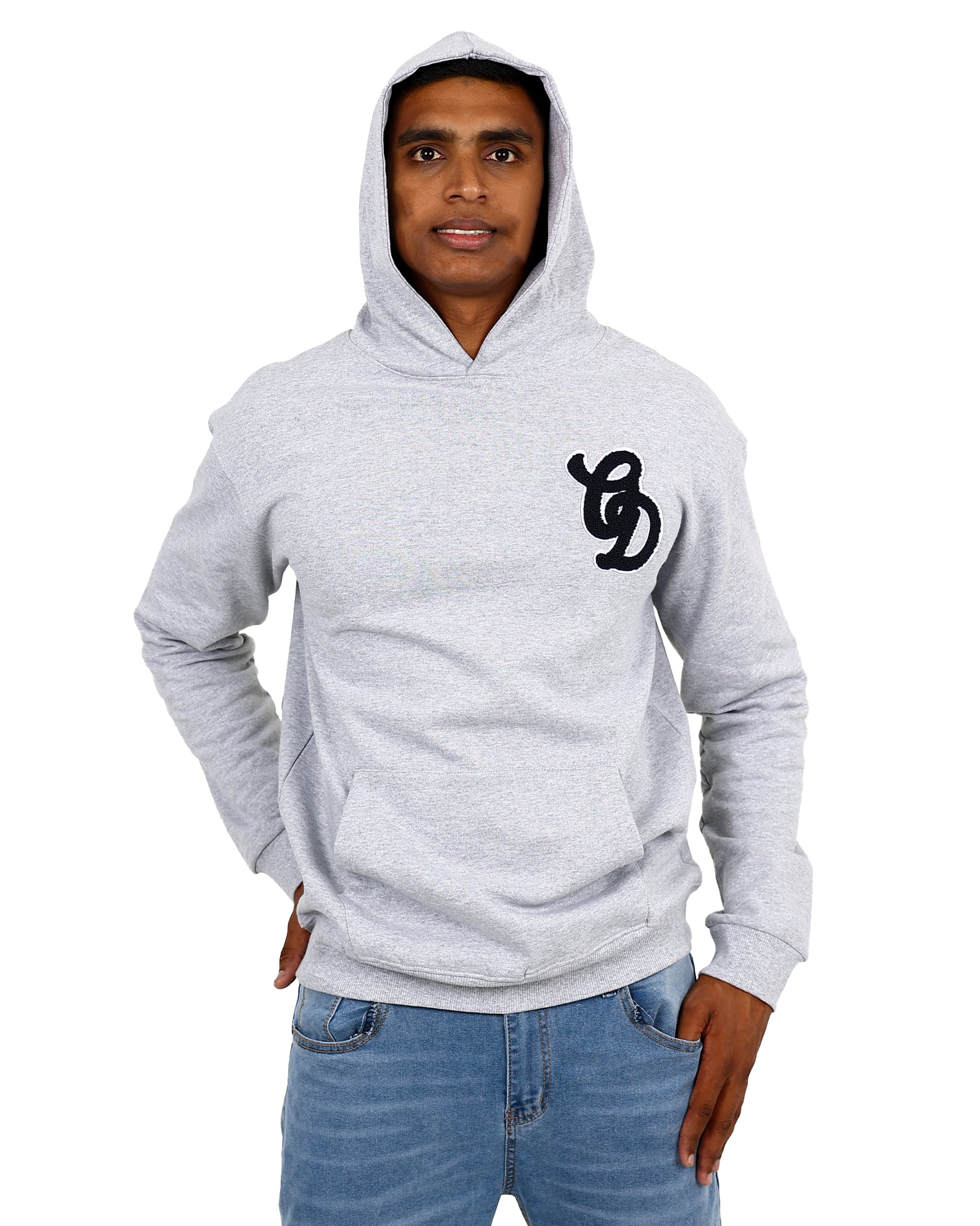 Grey Mélange Flag Graphic Hoodie