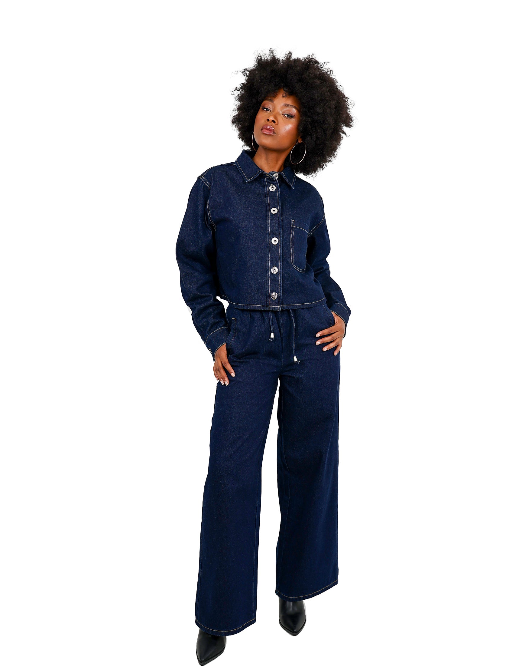 Dark Indigo Crop Denim Jacket