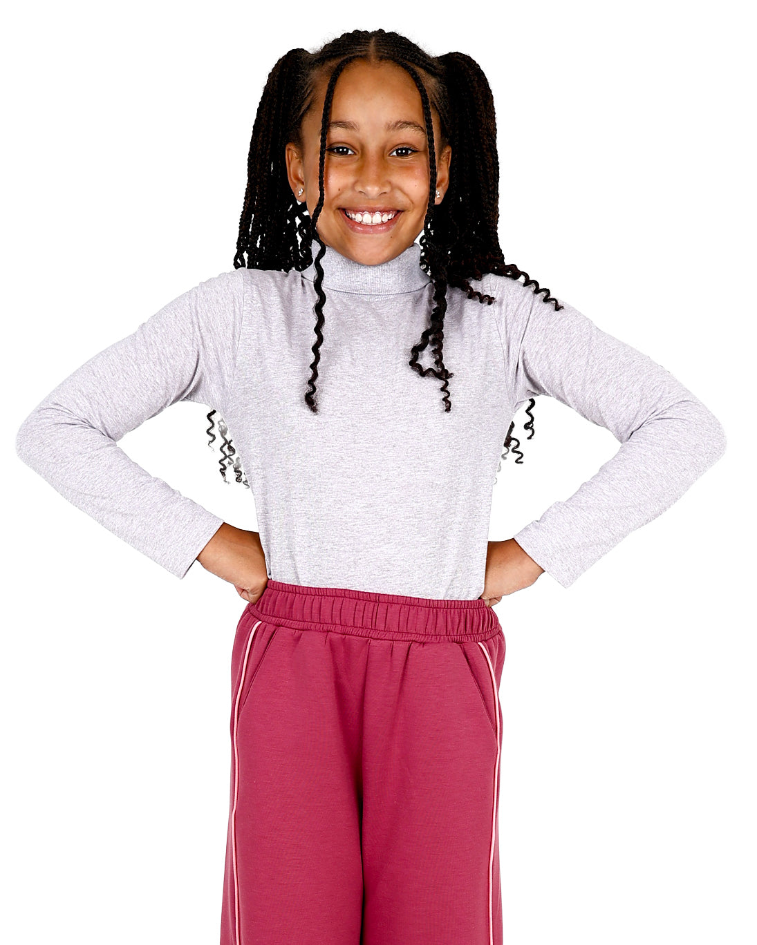 Taupe Long Sleeve Ribbed Polo Neck