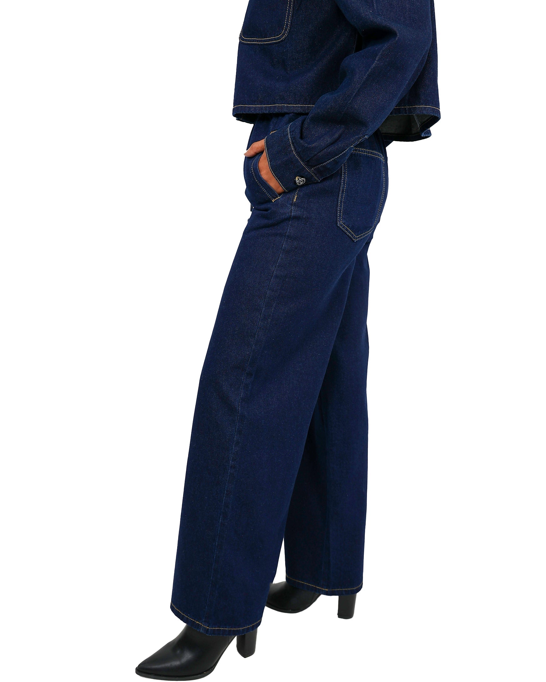 Pull Up Wide Leg Denim Pant