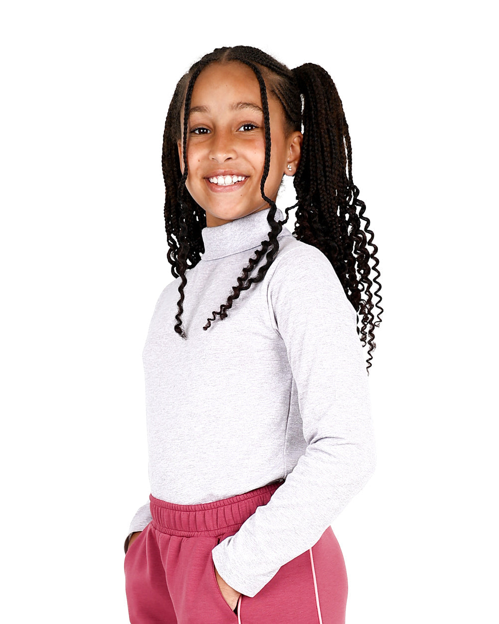 Taupe Long Sleeve Ribbed Polo Neck