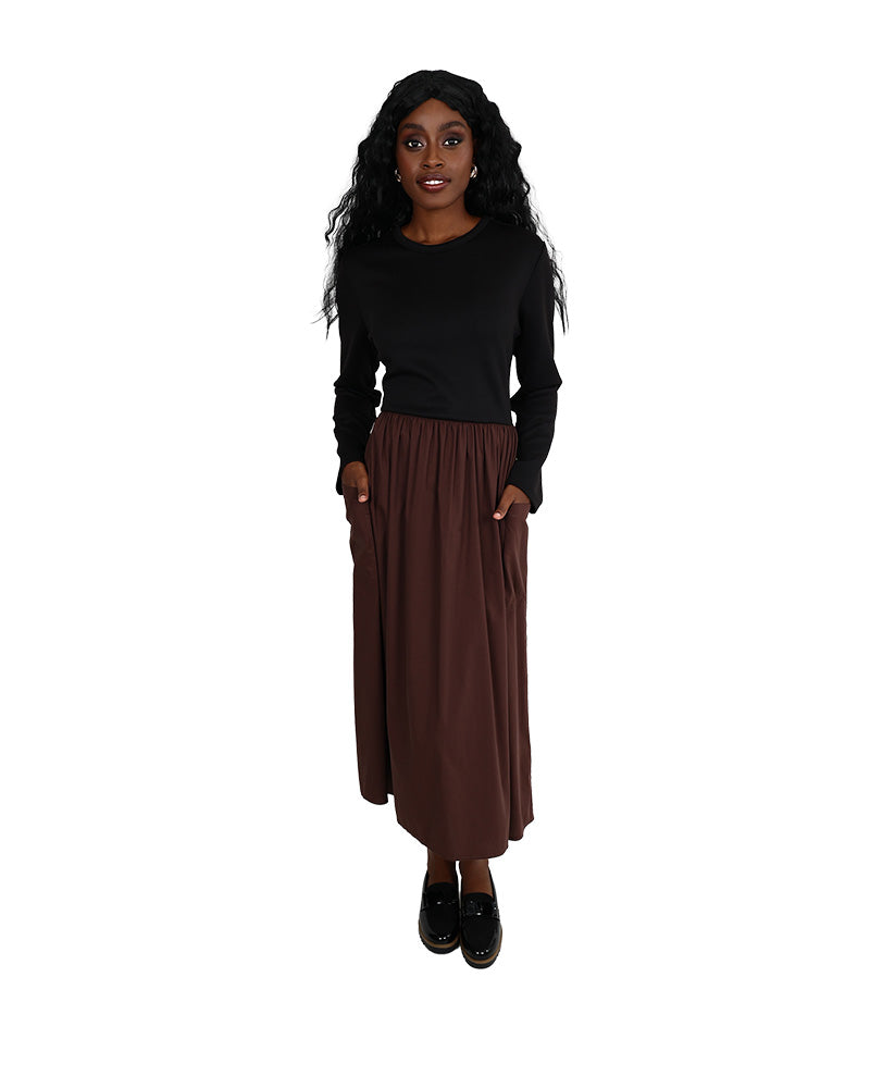 Long Sleeve Combo Maxi Dress
