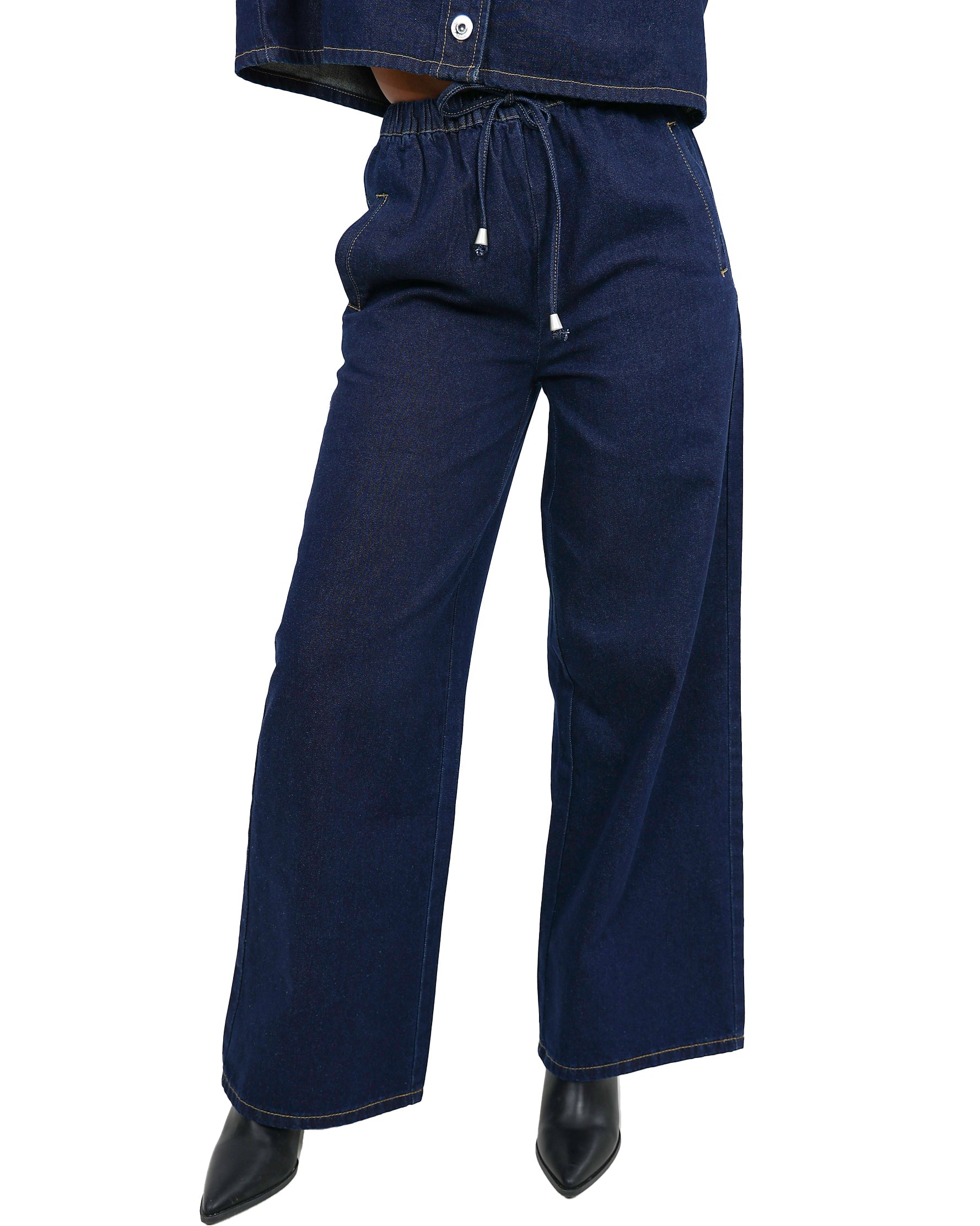 Pull Up Wide Leg Denim Pant