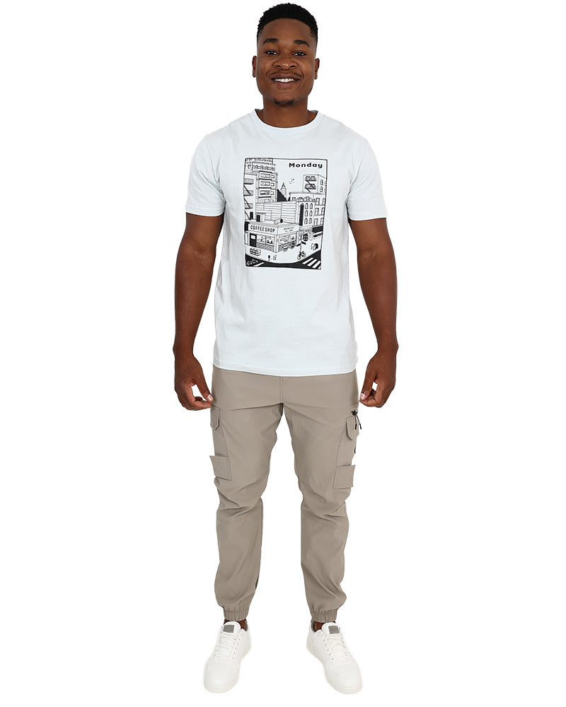 Short Sleeve Monday Cityscape Graphic T-Shirt