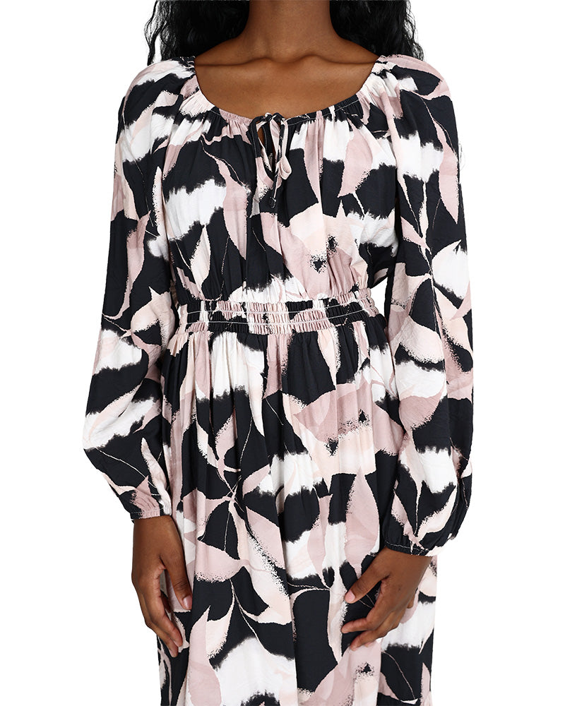 Ruched Waist Printed Maxi Dress