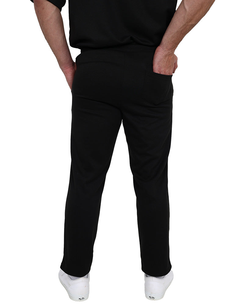 Black Pintuck Straight Leg Pique Active Pants