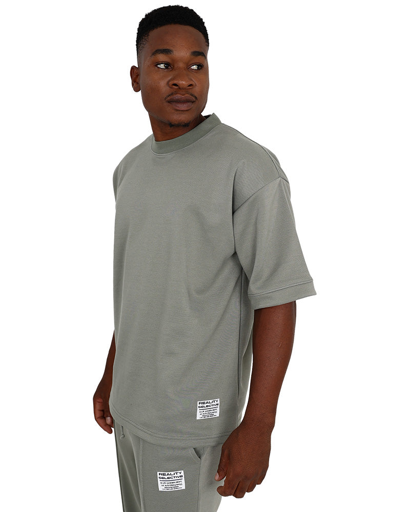 Short Sleeve Crew Neck Sage Pique Active Top