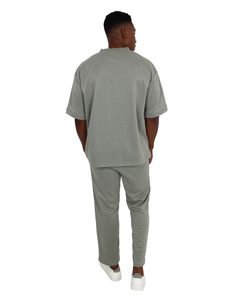Short Sleeve Crew Neck Sage Pique Active Top