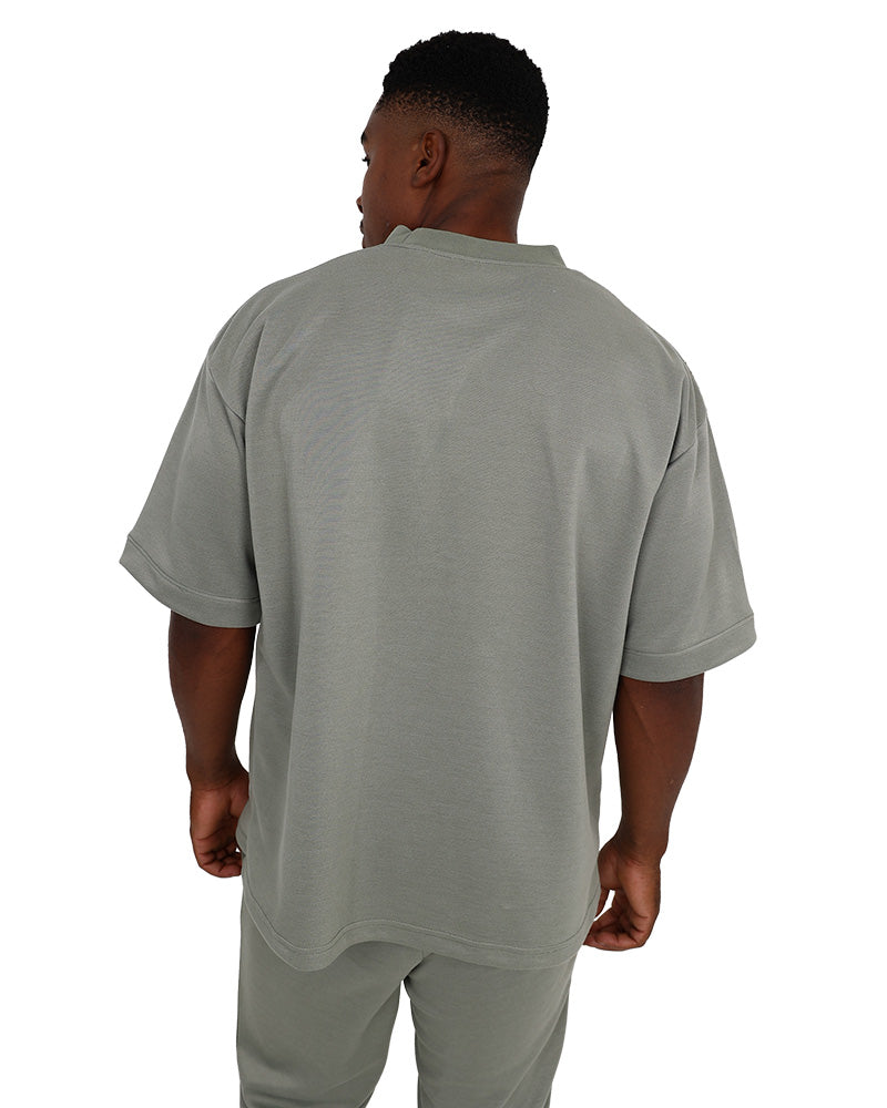 Short Sleeve Crew Neck Sage Pique Active Top