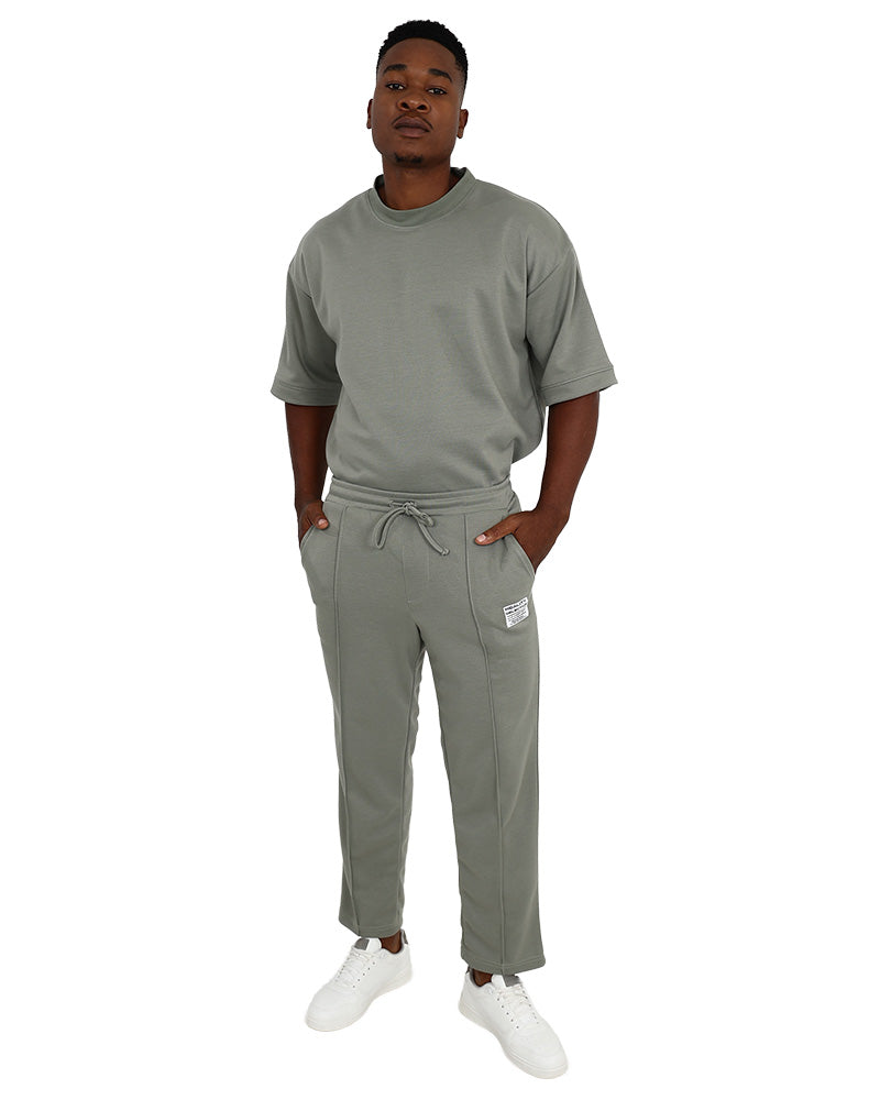 Short Sleeve Crew Neck Sage Pique Active Top
