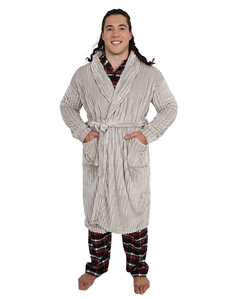 Grey Textured Fleece Gown