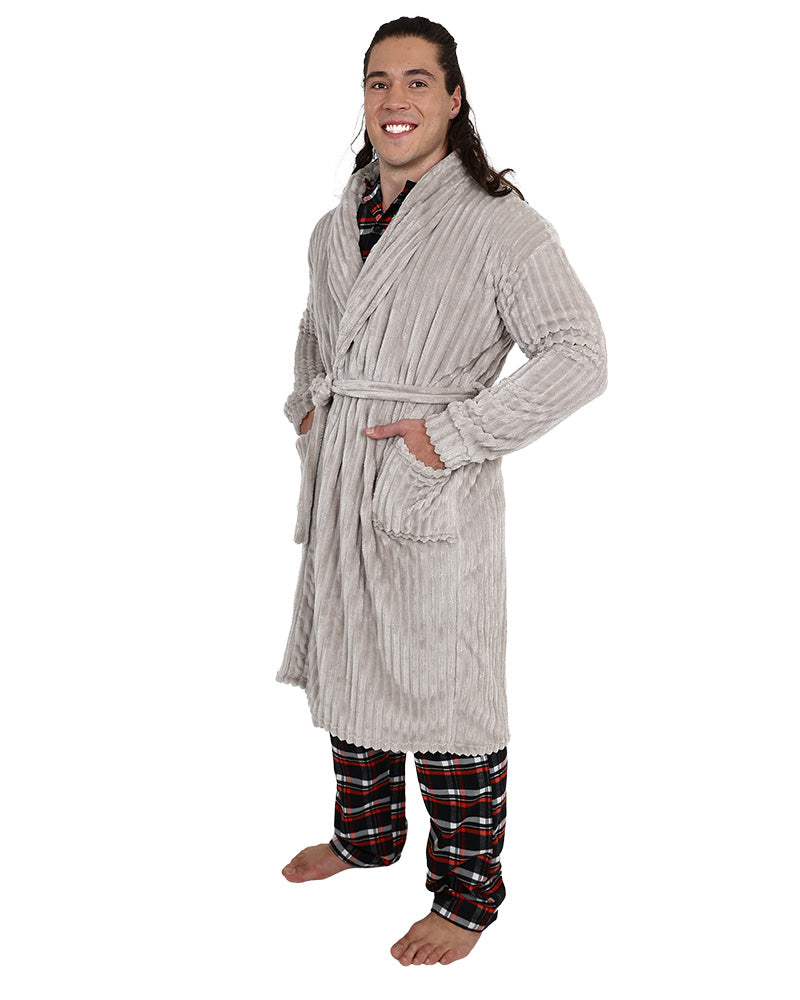 Grey Textured Fleece Gown