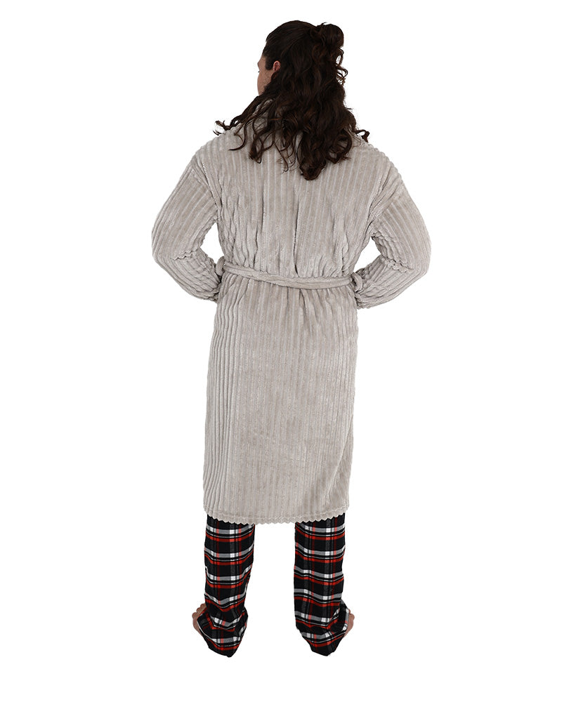 Grey Textured Fleece Gown