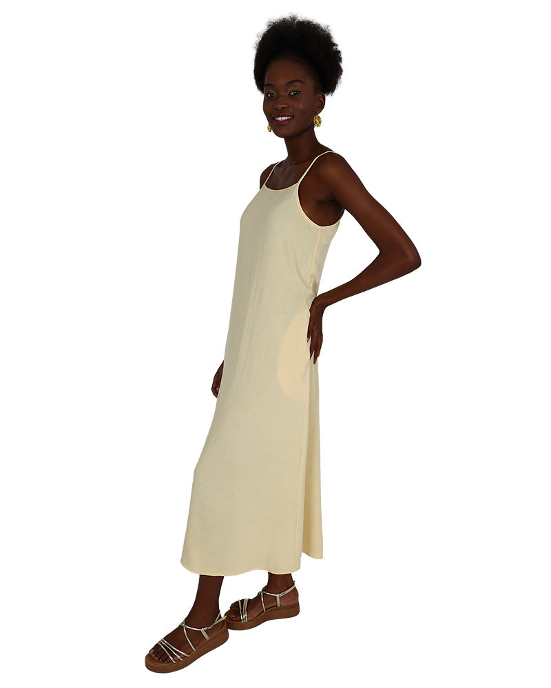 Yellow Square Neck Strappy Maxi Dress