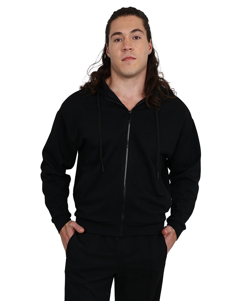 Black Zip Up Scuba Hoodie