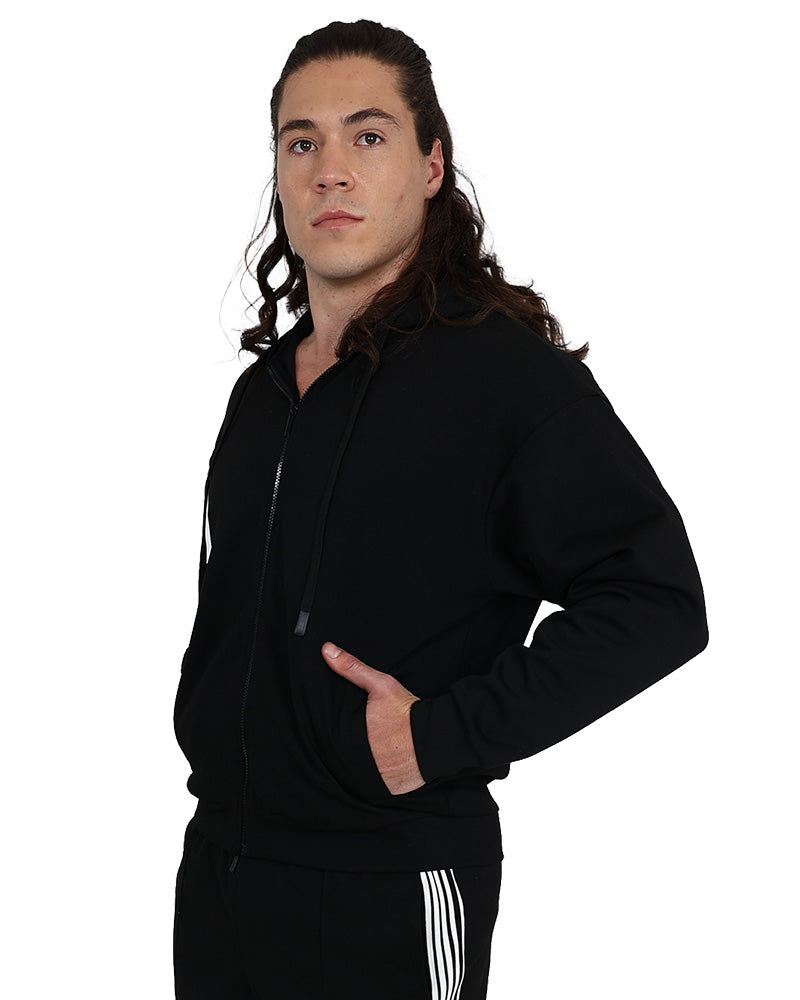 Black Zip Up Scuba Hoodie