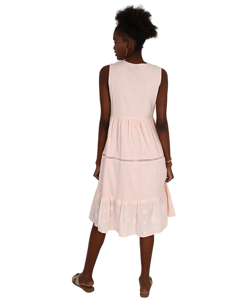 Sleeveless Embroidered Knee Length Dress