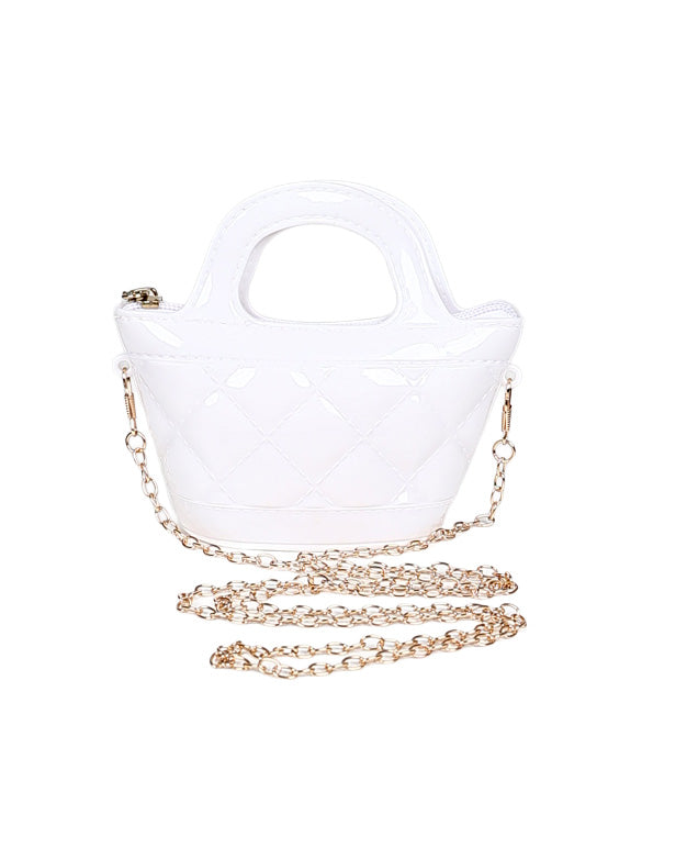 White Basket Style Plastic Handbag