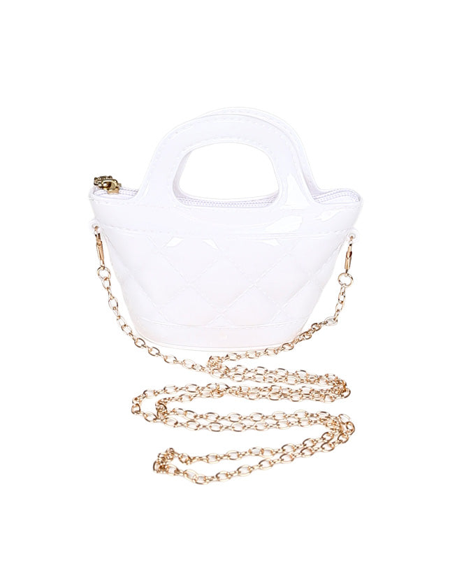 White Basket Style Plastic Handbag