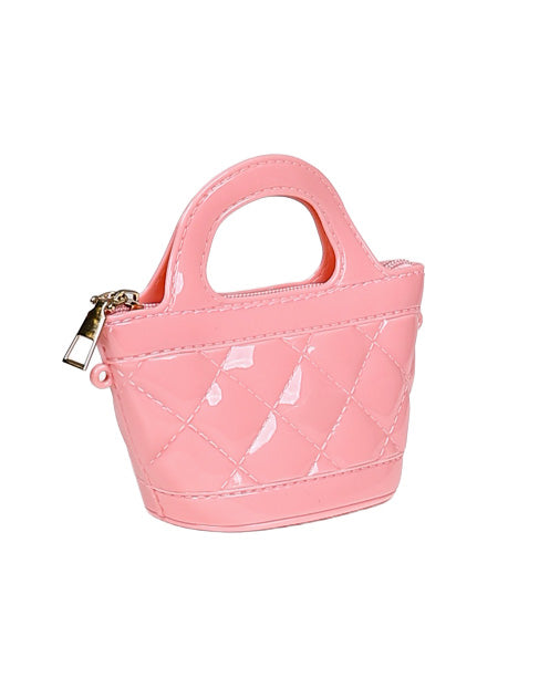 Pink Basket Style Plastic Handbag