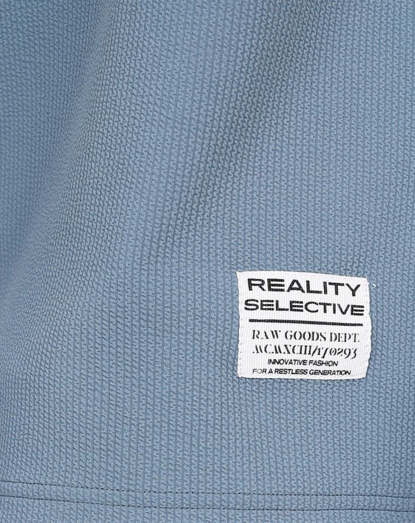 Short Sleeve Blue Textured Zip Up Golfer
