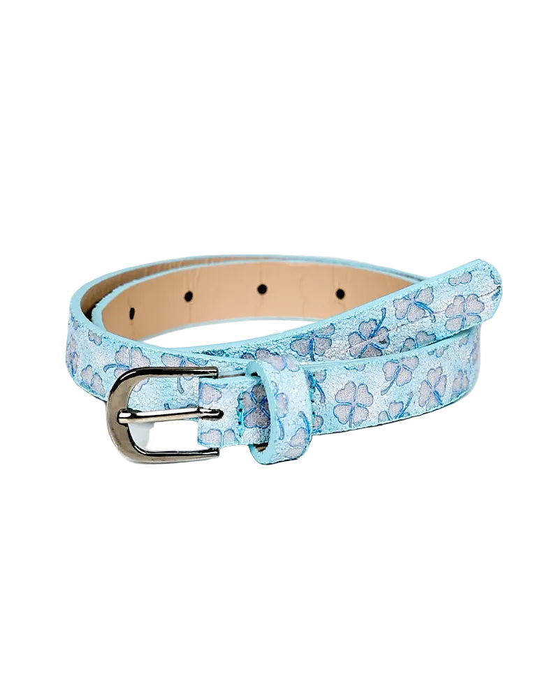 Blue Clover Print Belt 80cm